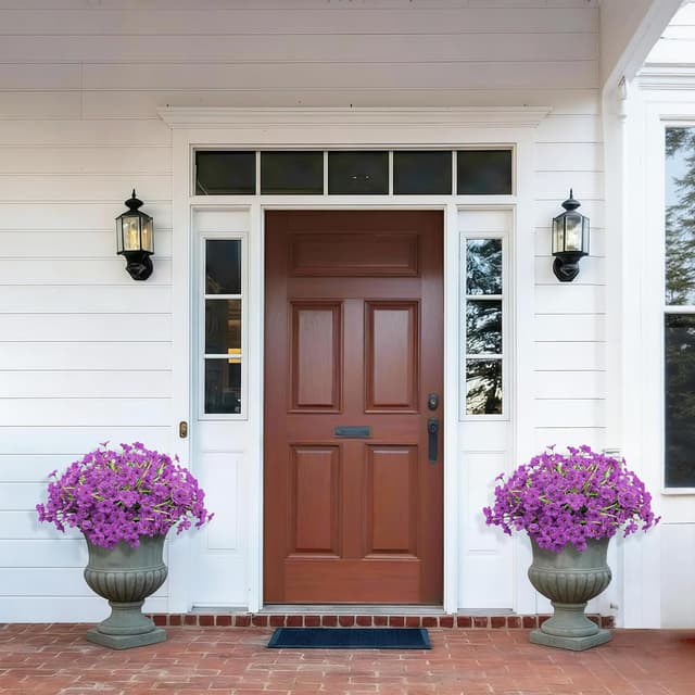 Detalle 2 de Satefello 20 Bundles UV-Resistant Artificial Flowers for Outdoor Planters (Purple)