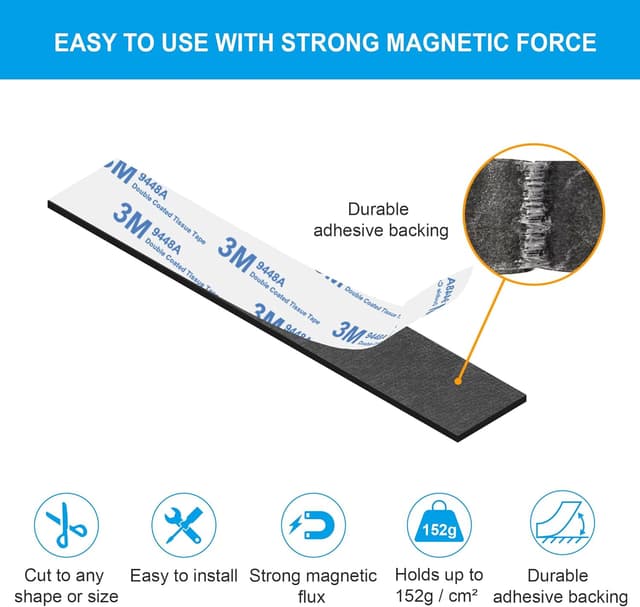 Thumbnail 4 de Magnetic Strips with Adhesive Backing 10 pack 🧲