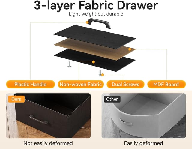 Thumbnail 4 de ODK Black Chest of Drawers 137 cm wide ๐