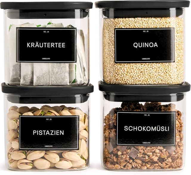 Detalle de Greeano Vorratsgläser eckig 600ml 4er Set