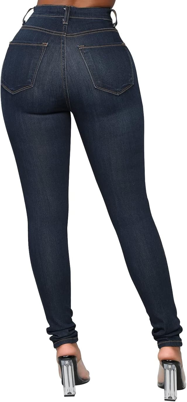 Detalle de KUNMI Womens Classic High Waisted Skinny Stretch Butt Lifting Jeans (Slim Fit Denim Pants)