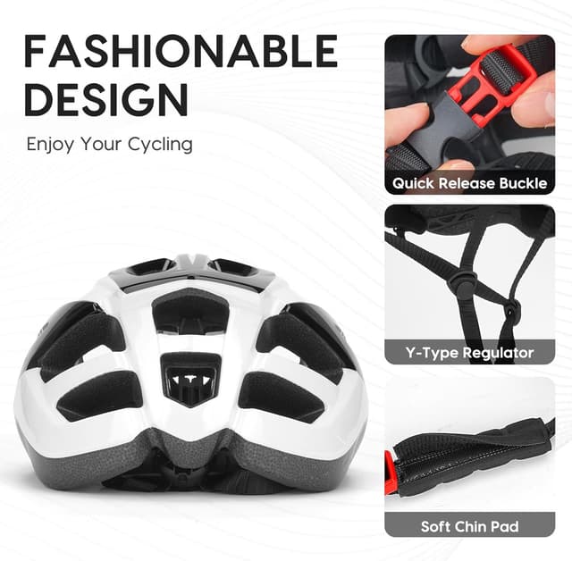 Detalle de DmTown Bike Helmet (Men & Women) with Adjustable 55–62cm Fit, 19 Oversized Vents and Removable Padding