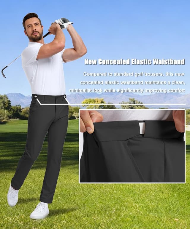 Detalle 2 de SPOSULEI Men’s Golf Pants with Elastic Waist, Quick-Dry Water-Resistant Fabric & 4 Pockets