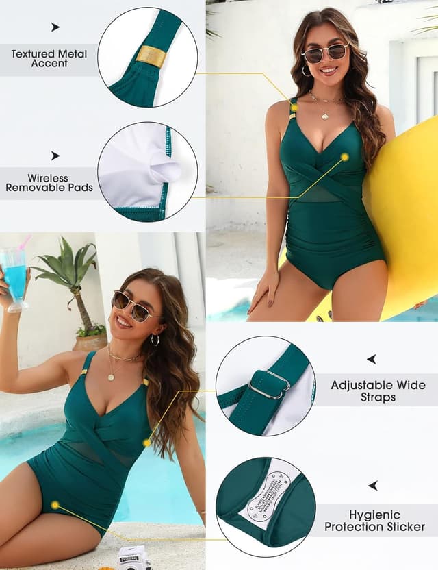 Detalle de Svanco maillot de bain femme 1 pièce gainant en tulle, effet ventre plat et push-up