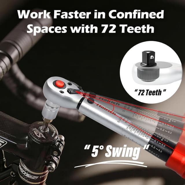 Detalle de Hairich Drehmomentschlüssel-Set 3-teilig (1/4″ + 3/8″ + 1/2″, 3–230 Nm) mit ±3% Genauigkeit