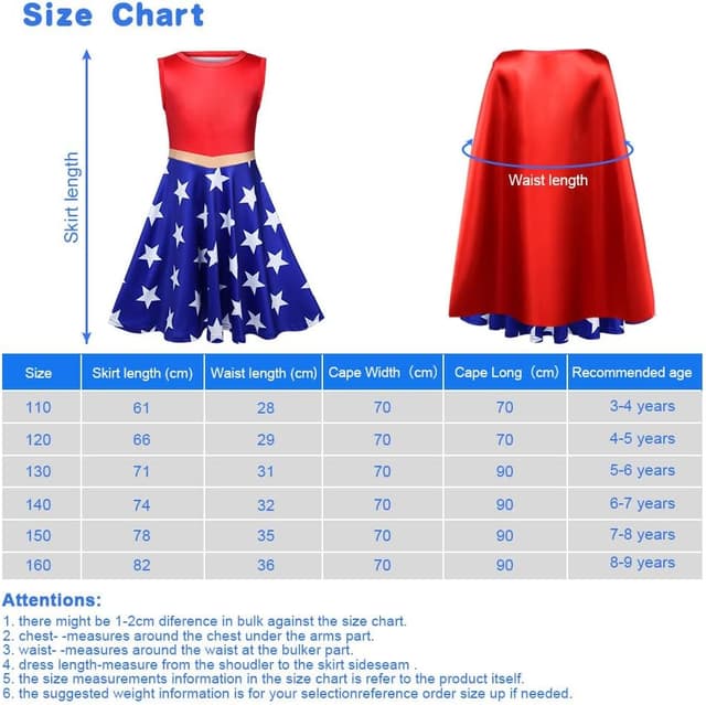 Thumbnail 3 de AOOWU Disfraz Wonder Niña 🦸♀️ Vestido con Capa y Máscaras