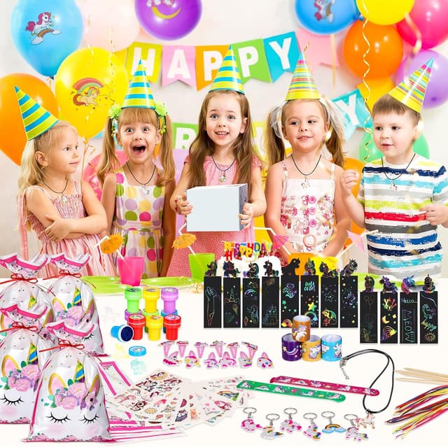 Detalle 2 de Kareeran Einhorn Party Mitgebsel-Set für Kindergeburtstag (für 3–12 Jahre) – Einhorn-Geschenke zum Befüllen