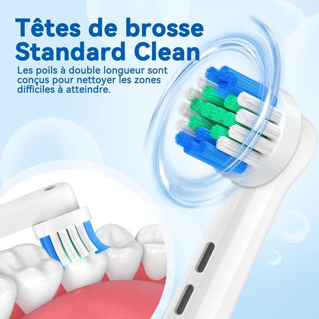 Detalle de AnjoCare – Lot de 8 têtes de brosse de rechange pour brosse à dents électrique Oral-B (compatibles Pro1000/3000/5000/7000)