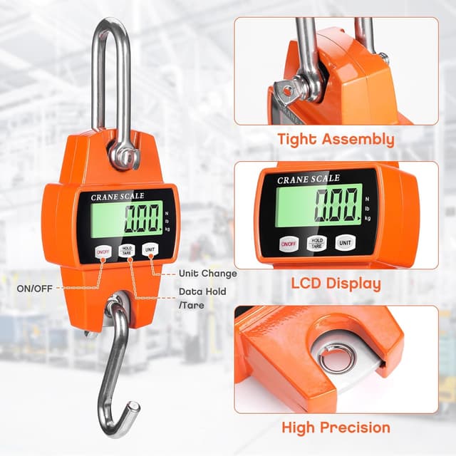 Detalle de Balance suspendue numérique Drcowu 300 kg à crochet électrique (orange)