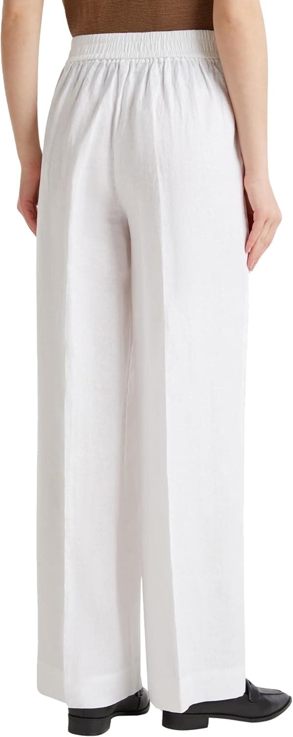 Detalle 2 de Pantalone a palazzo in lino United Colors of Benetton 4aghdf08k da donna