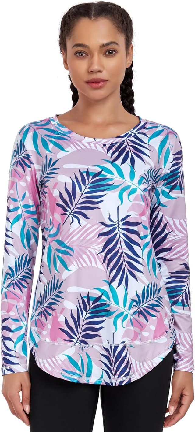 Detalle de Deaviya Damen Langarm-Sportshirt „Locker“ für Laufen & Training – Funktions-Longsleeve mit Rundhalsausschnitt