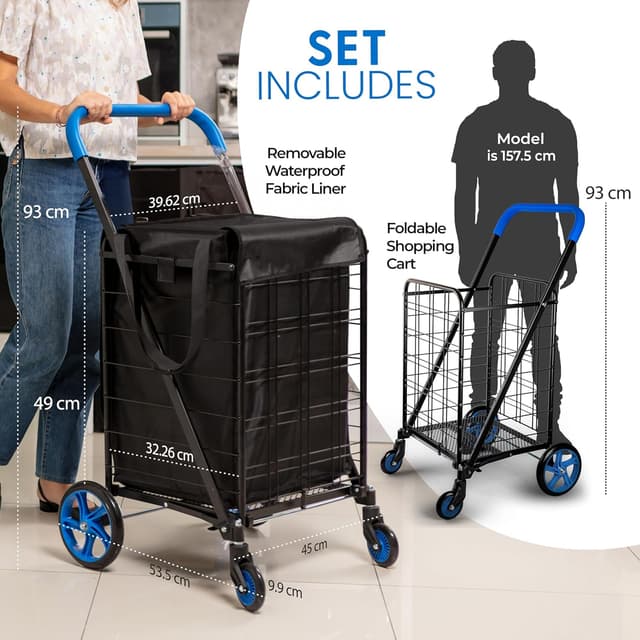 Thumbnail 2 de SereneLife Compact Foldable Trolley with Removable Liner 32kg