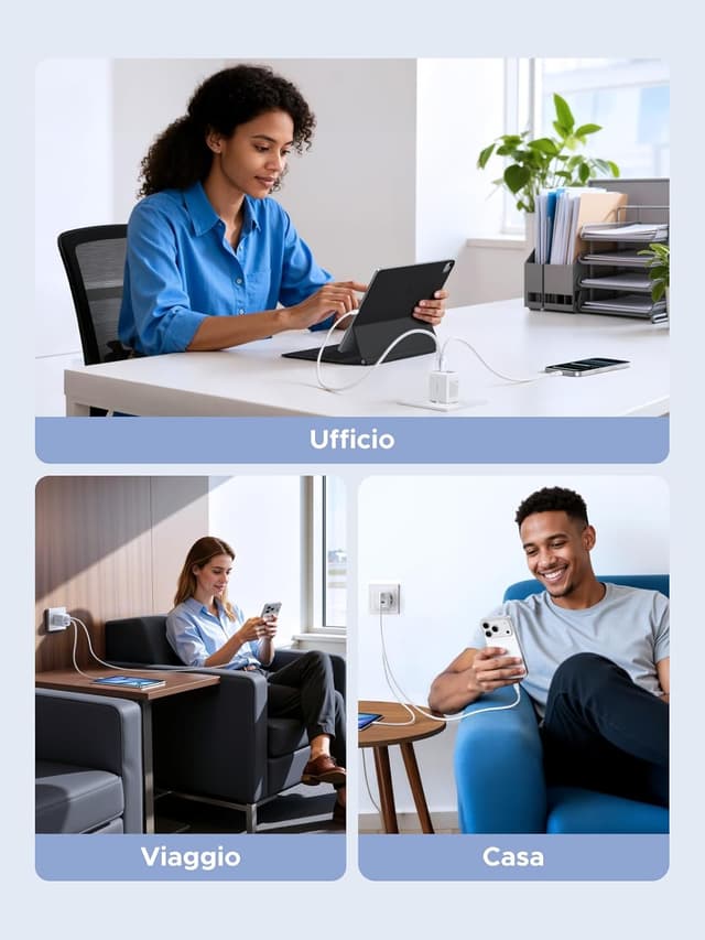 Detalle de UGREEN Zapix caricatore USB-C 30 W 3 porte