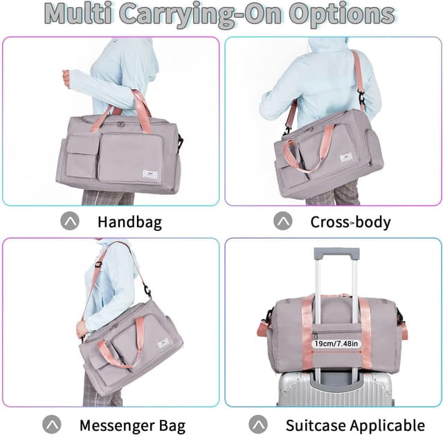 Detalle de Fioretto water-resistant sports gym duffle bag with shoes compartment and wet/dry pocket (45 x 24 x 28 cm, 30L)