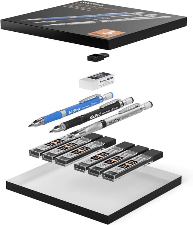 Thumbnail 6 de Nicpro 2mm Mechanical Pencil Set – 3 PCS ✏