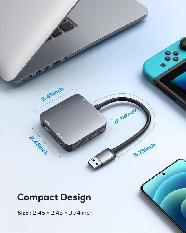 Thumbnail 2 de ABLEWE USB 3.0 Dual HDMI Adapter
