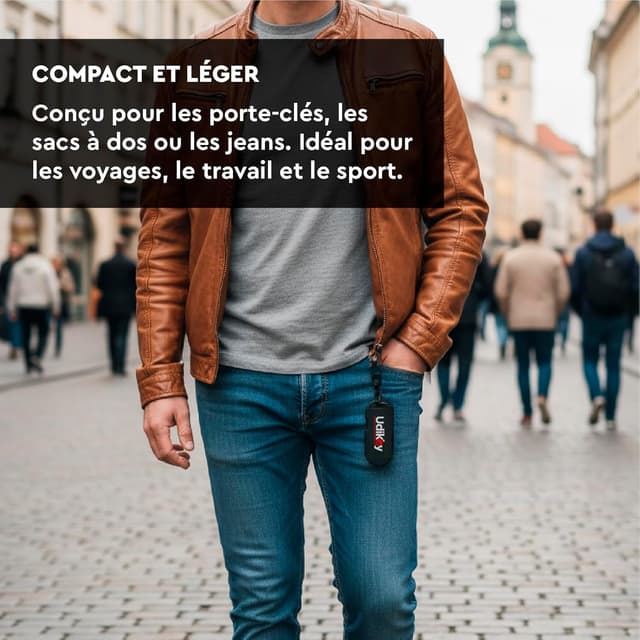 Detalle de Boîte de rangement porte-clés pour piles d’appareils auditifs UdiKey (coque compacte rigide antichoc) – 6 compartiments