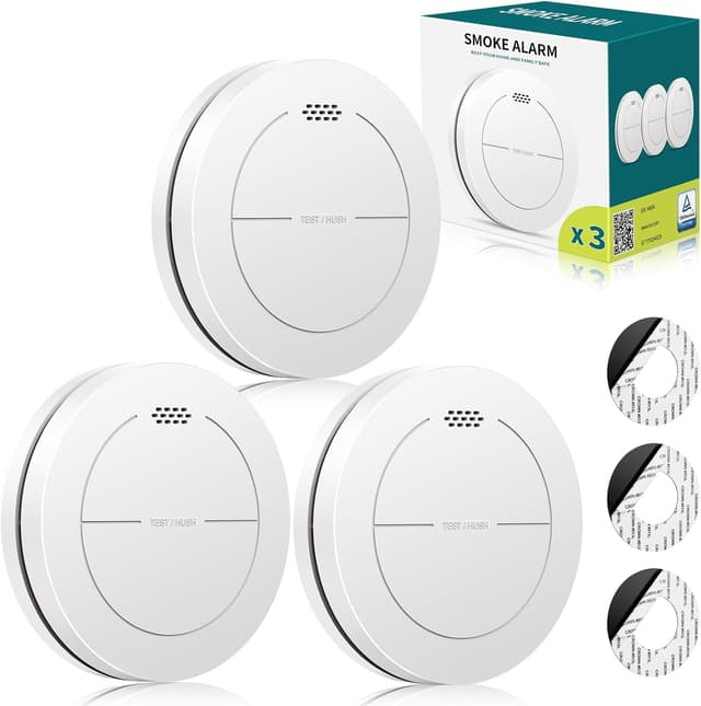 Detalle de Safeliveo Rilevatore di fumo con batteria 10 anni (3-Pack) — allarme silenzioso e senza LED lampeggiante, 85 dB