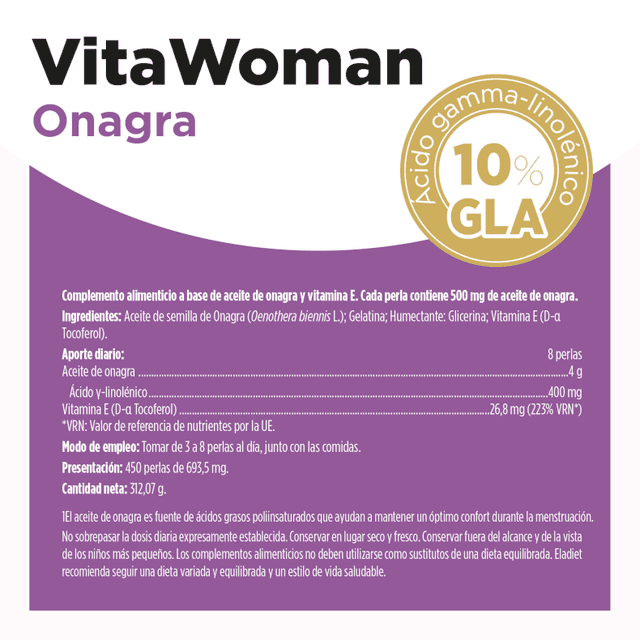 Thumbnail 1 de Eladiet VitaWoman Aceite de Onagra 2x450 Perlas 🌼