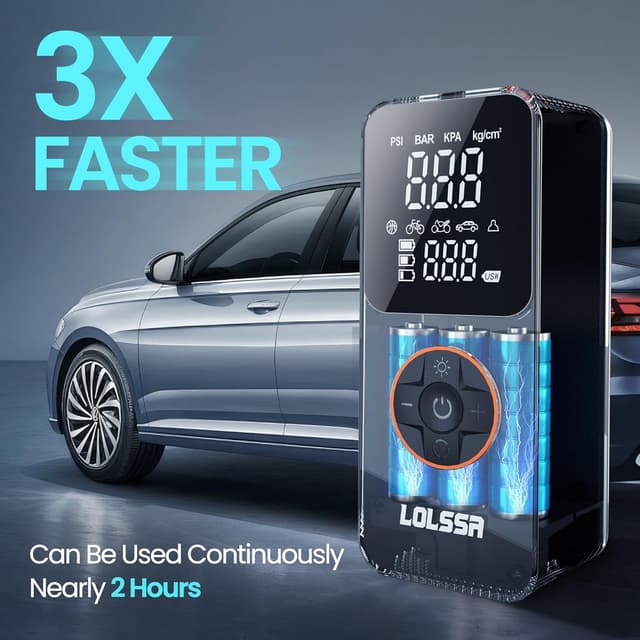 Detalle de Portable Tire Inflator Air Compressor (150 PSI) Cordless Electric for Car, Motorcycle, Bike, Ball with Tire Gauge, Dual-Use