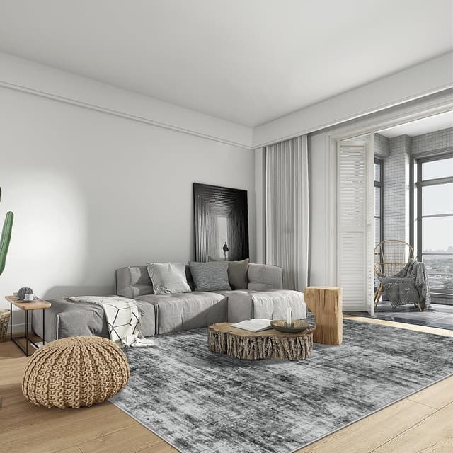 Thumbnail 2 de 10x14 Washable Modern Abstract Area Rug