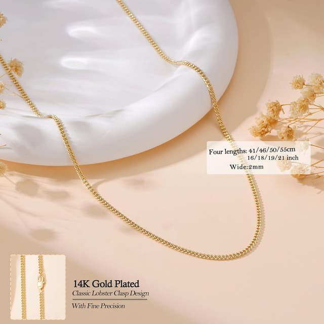 Detalle de Diorra 925 Sterling-Silber Kette (2 mm) – Damen-Halskette ohne Anhänger