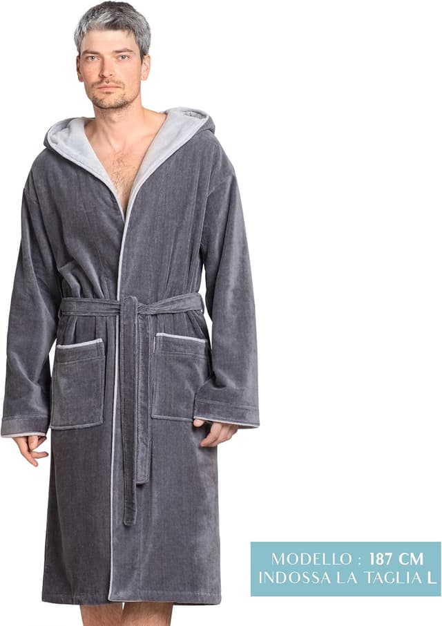 Detalle de Twinzen accappatoio uomo in cotone, 350 gsm
