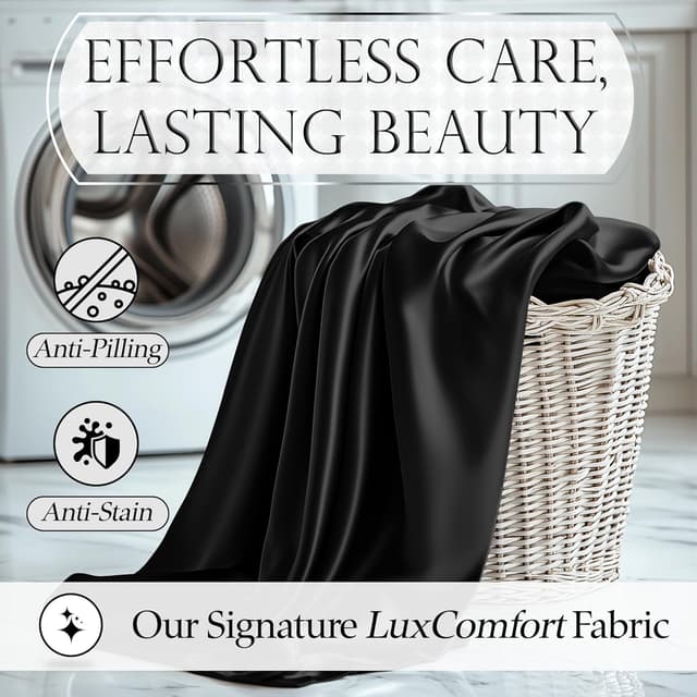 Thumbnail 5 de DECOLURE Satin Bed Sheets Queen 15" Deep Pocket