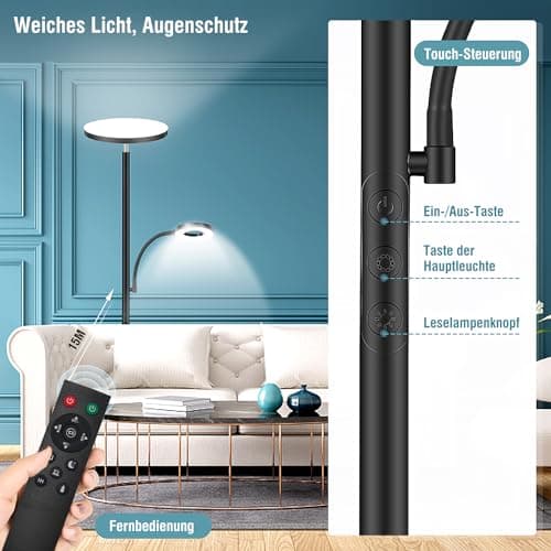 Detalle de Yikuneng Yikuneng 42W lámpara de pie LED regulable con control remoto y lectura