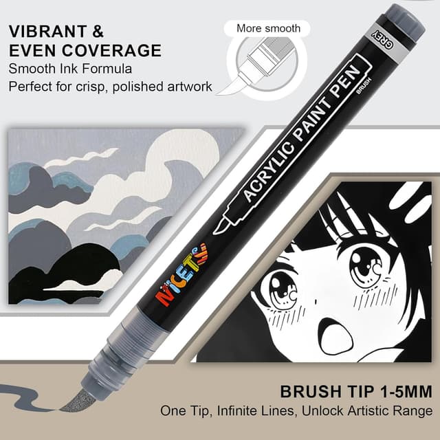 Detalle de NICETY 32 Colours Acrylic Paint Pens 1-5mm