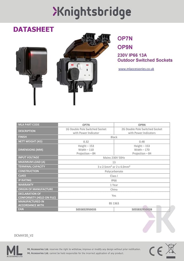 Thumbnail 6 de Knightsbridge OP9N Outdoor Double Socket IP66