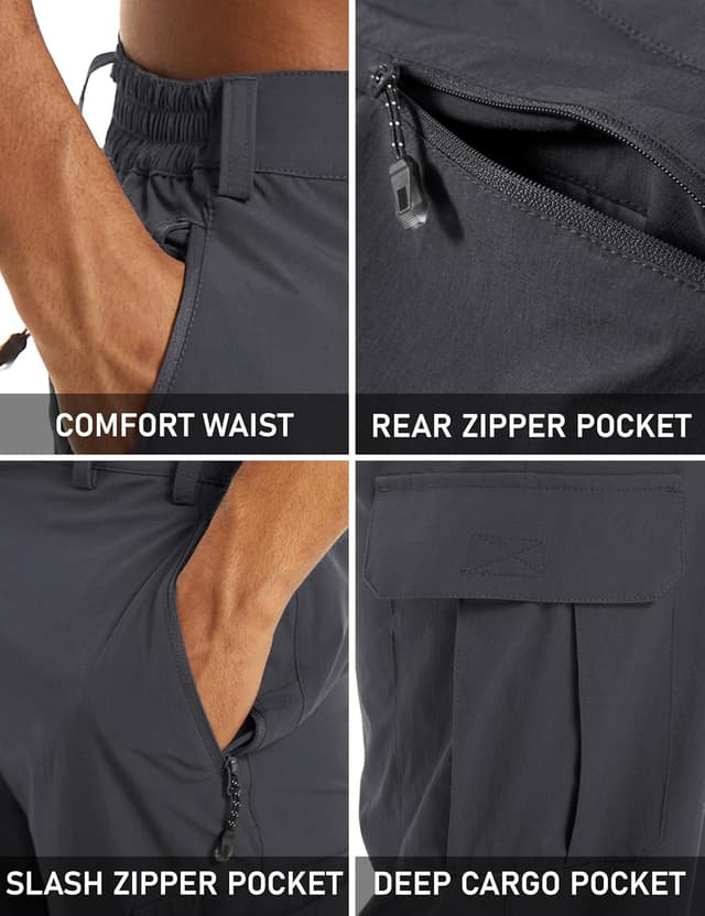 Detalle 2 de MAGCOMSEN Men’s Quick-Dry 3/4 Gym Shorts with Zipper Pockets (Nylon/Elastane)