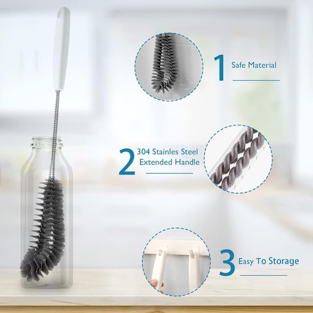 Thumbnail 2 de 15.7" Flexible Long Black Bottle Cleaning Brush