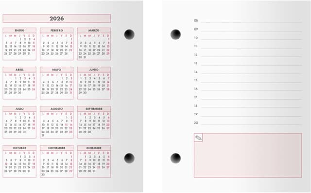 Detalle de Bloc de bureau Dohe 2026 – Calendrier quotidien en espagnol (janvier à décembre), format 8,5 x 11 cm