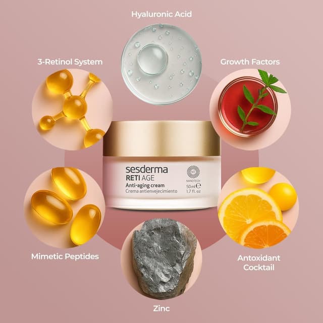 Detalle 2 de SESDERMA Retiage Crème faciale 3-Retinol System – anti-âge, rides et fermeté, 50 ml