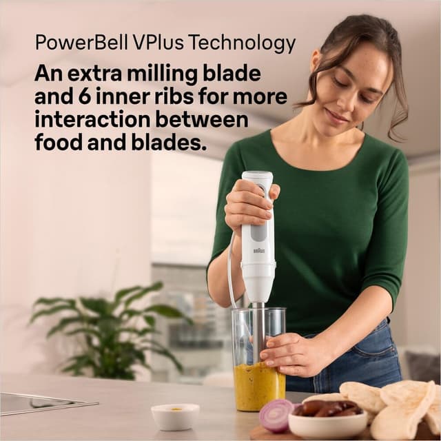 Detalle 2 de Braun MultiQuick5 MQ50.001M minipimer con 21 velocità, 1000W e 5 anni di assistenza (bianco)