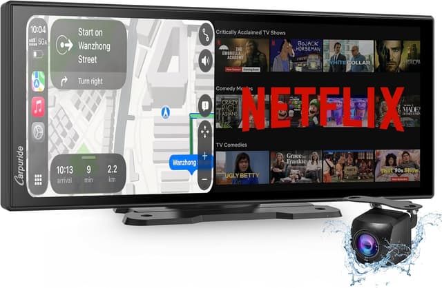 Detalle de Carpuride W125P schermo CarPlay wireless con app di streaming, 11,26" e telecamera posteriore