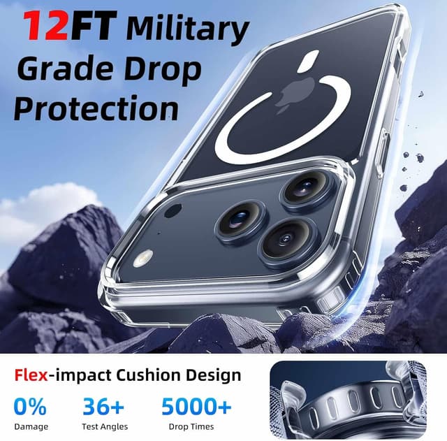 Detalle de Ntwinro Magnetic Clear Case with Detachable Wallet for iPhone 17 Pro (MagSafe Compatible)