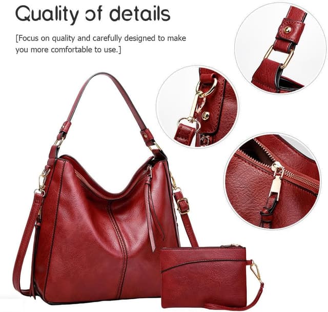 Detalle de Lifetooler hobo bag and purse set for women – PU leather crossbody/shoulder tote, large work & travel bag