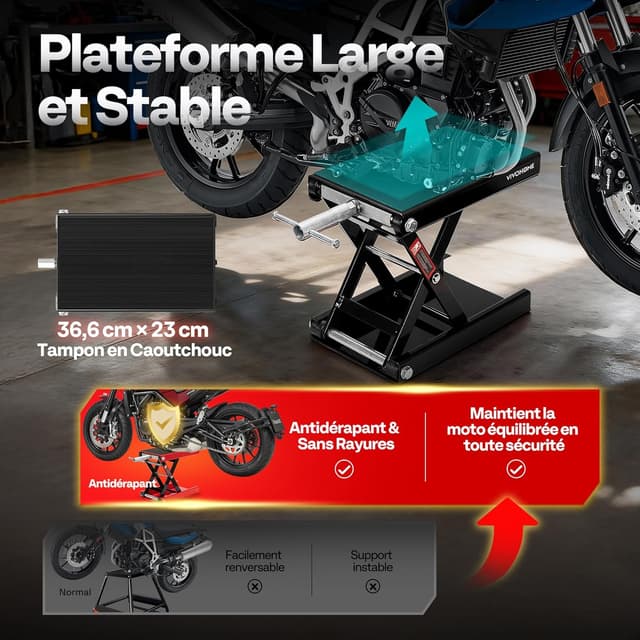 Thumbnail 3 de VIVOHOME Élévateur moto à ciseaux 500 kg avec large plateforme