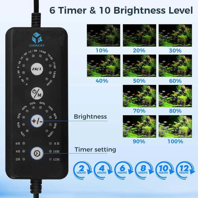 Detalle 1 de Aquarium LED Fish Tank Light 18W Timer