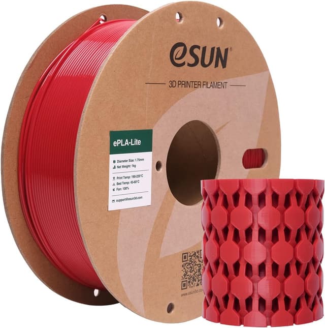 Detalle de eSUN PLA Filament 1.75mm (PLA Lite) – Fire Engine Red, 1KG spool for FDM 3D printers