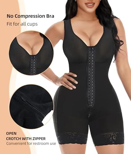 Detalle de YIANNA Fajas Colombianas Reductoras con body moldeador negro para mujer (talla S) 7275