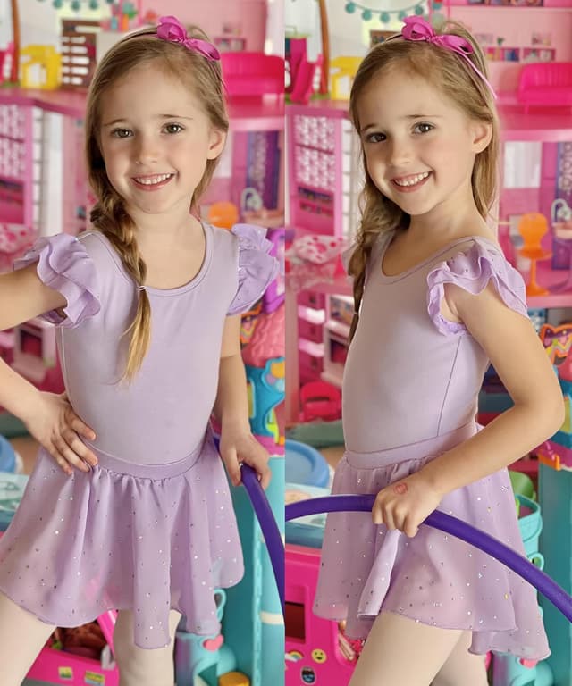 Detalle 2 de Arshiner Ragazze Costume da balletto 2 pezzi (2-9 anni) con body e gonna tutu in cotone