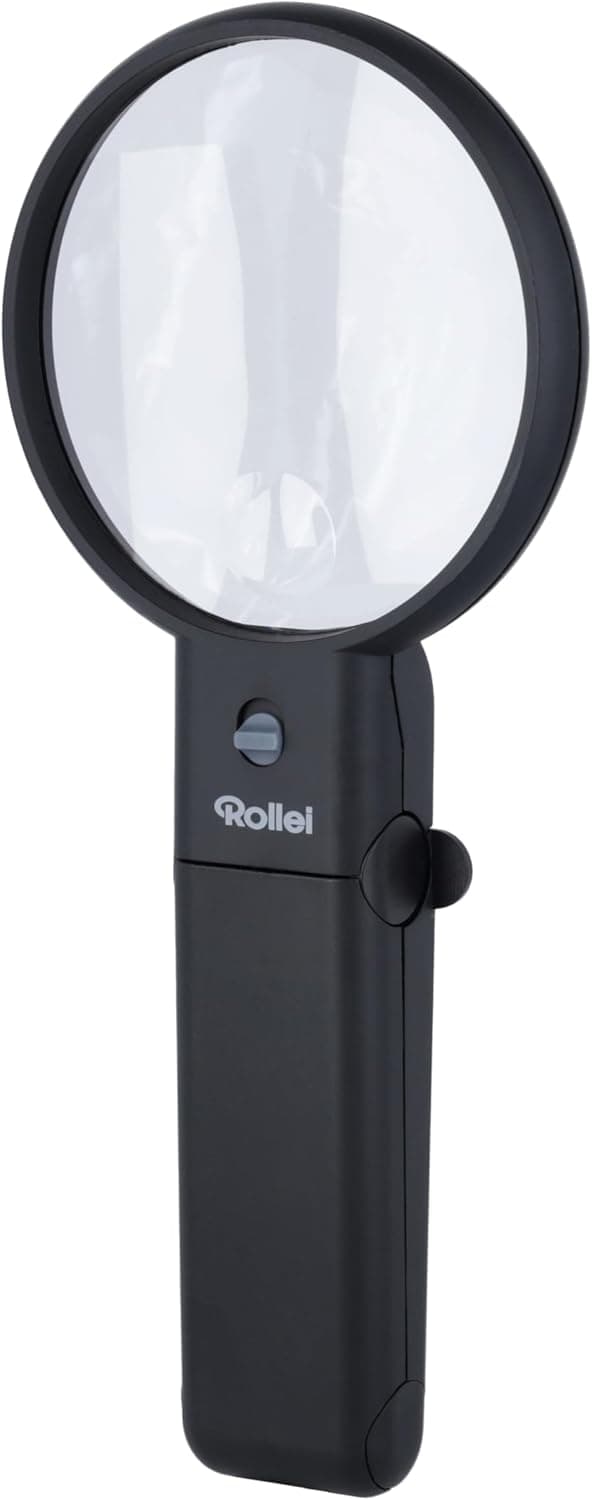 Detalle de Rollei lente d’ingrandimento con luce LED e piedistallo, bifocale 2X/4,5X regolabile (nero)