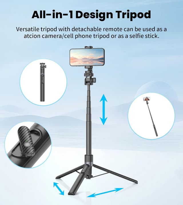 Detalle 2 de Gahenwo 68" selfie stick tripod for phone