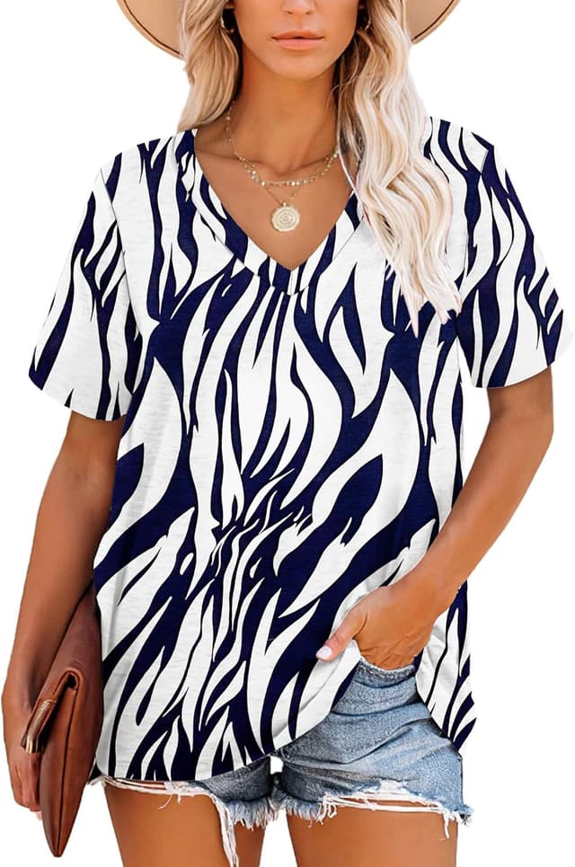 Detalle de MOLERANI t-shirt femme à manches courtes et col en V rayé