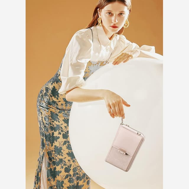 Detalle de Aucuu mini sac téléphone en cuir PU pour femme, bandoulière réglable (10,3 × 4,5 × 17,5 cm)