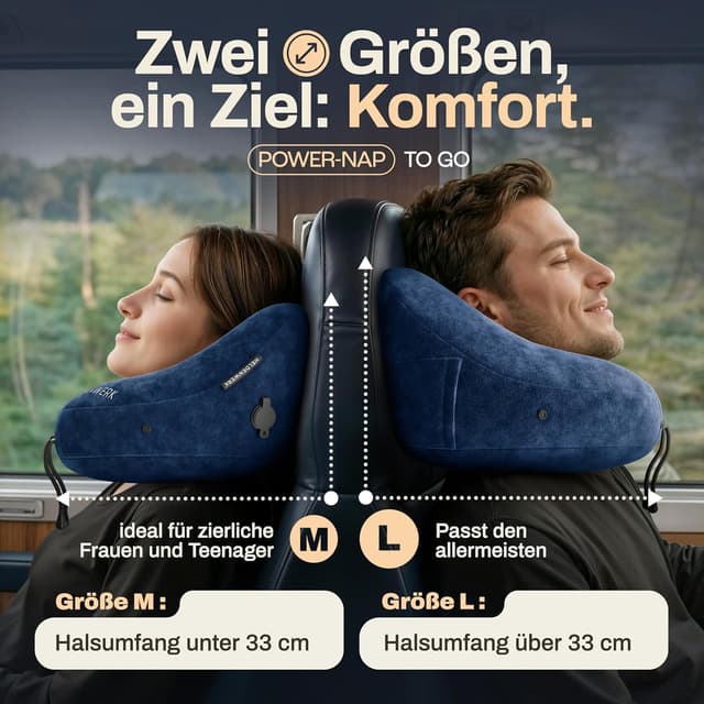 Detalle de HELDENWERK® Air Nackenkissen Flugzeug – aufblasbares Reisekissen für bis zu 5 Schlafpositionen