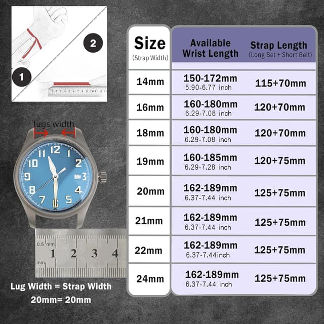 Detalle de Gomvadr Quick-Release Leder Uhrenarmband (zweifarbig) mit Edelstahlschließe – für 18 bis 22 mm